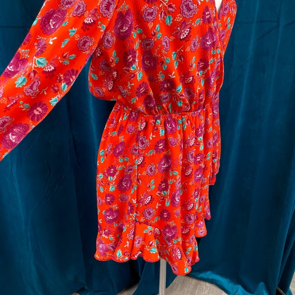 Peach Love California Floral Surplice Romper in Red - Picture 6 of 8